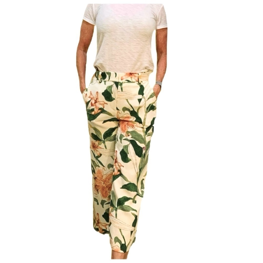 ANN TAYLOR Lily Floral High Rise Wide Leg Pants Size O/XS